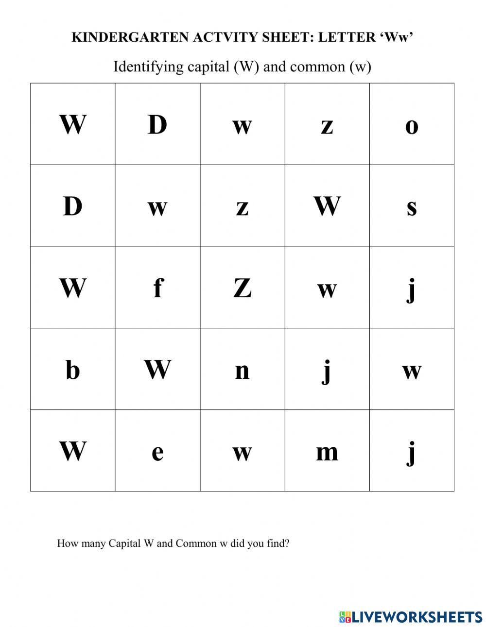 Letter W Activity Sheet