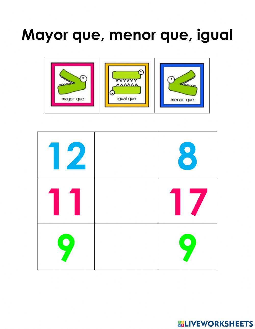 Mayor que, menor que