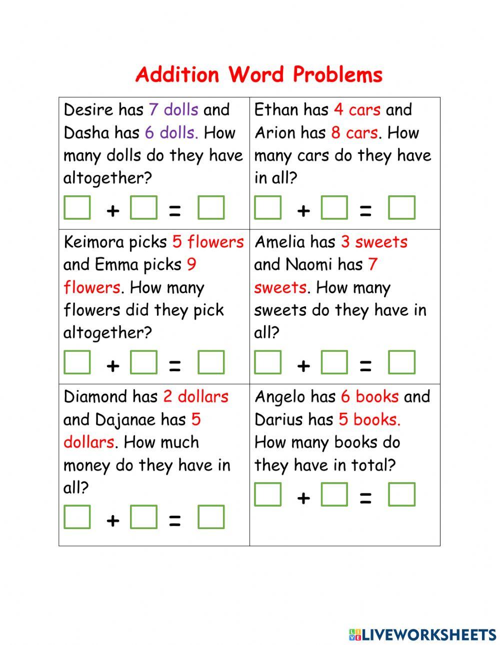 Addition Word Problems