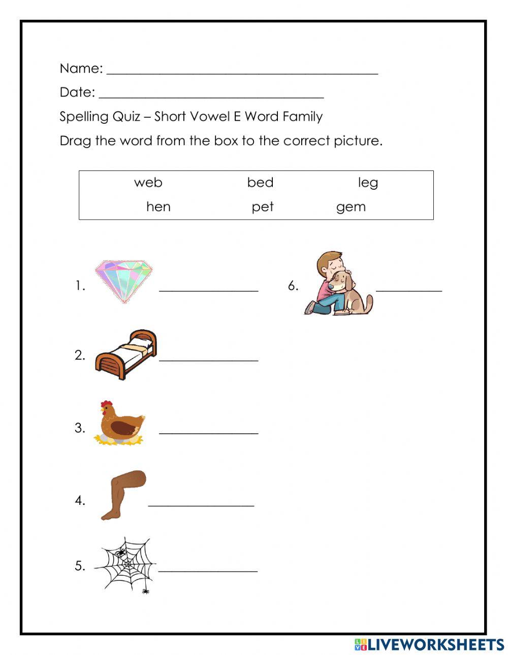 Short E - Word Family