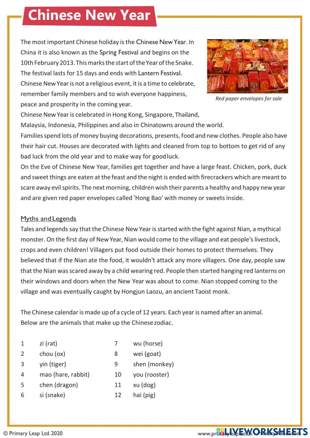 Comprehension-Chinese New Year