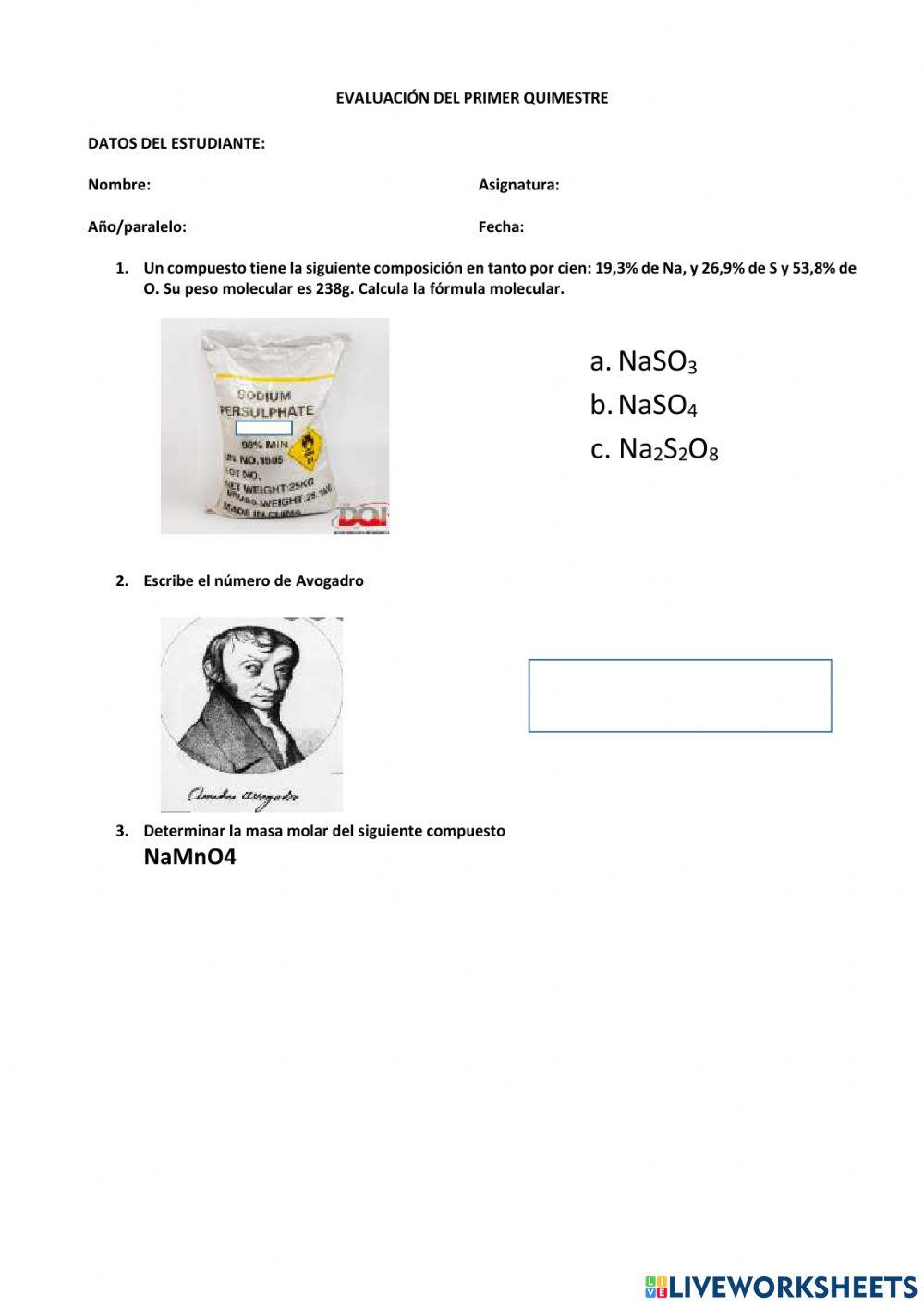 Examen del Primer Quimestre