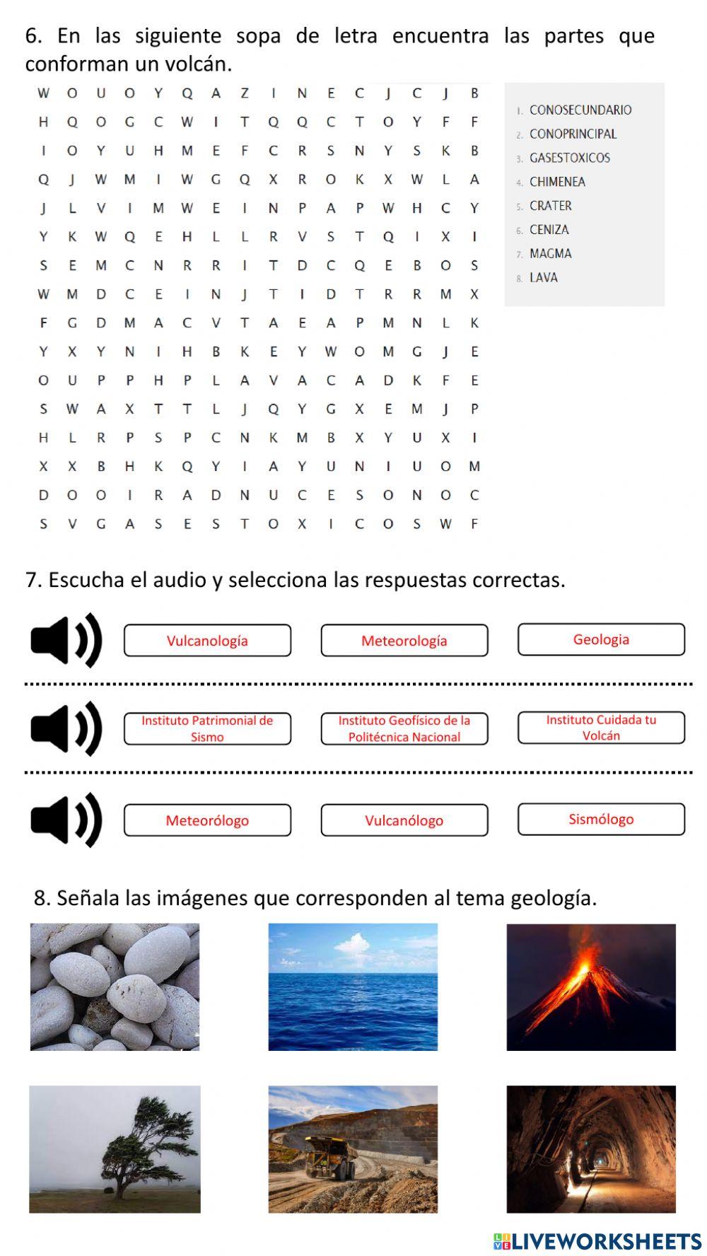 Taller de Sismos, Volcanes y Rocas