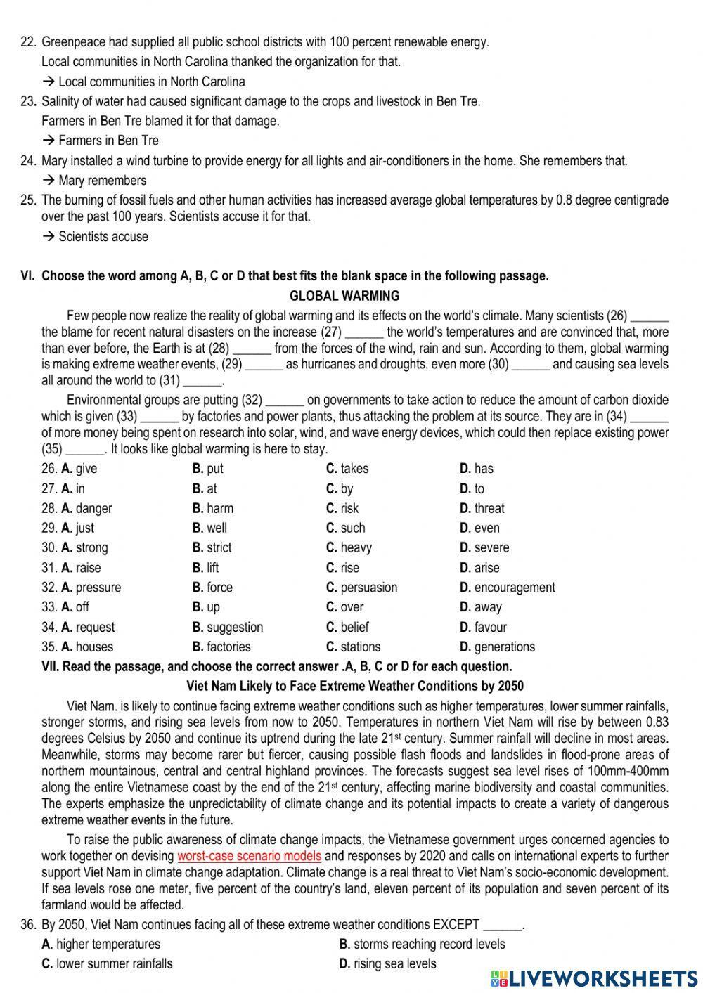 Unit 6: Global warming - Test 1