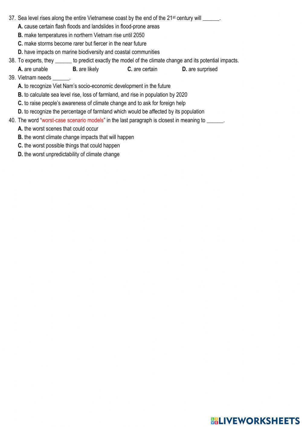 Unit 6: Global warming - Test 1