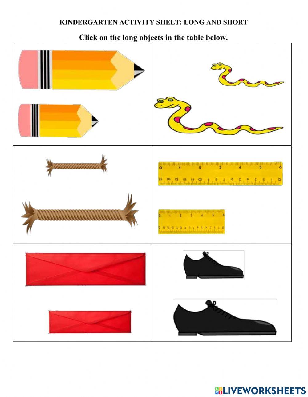 Long and short Activity Sheet