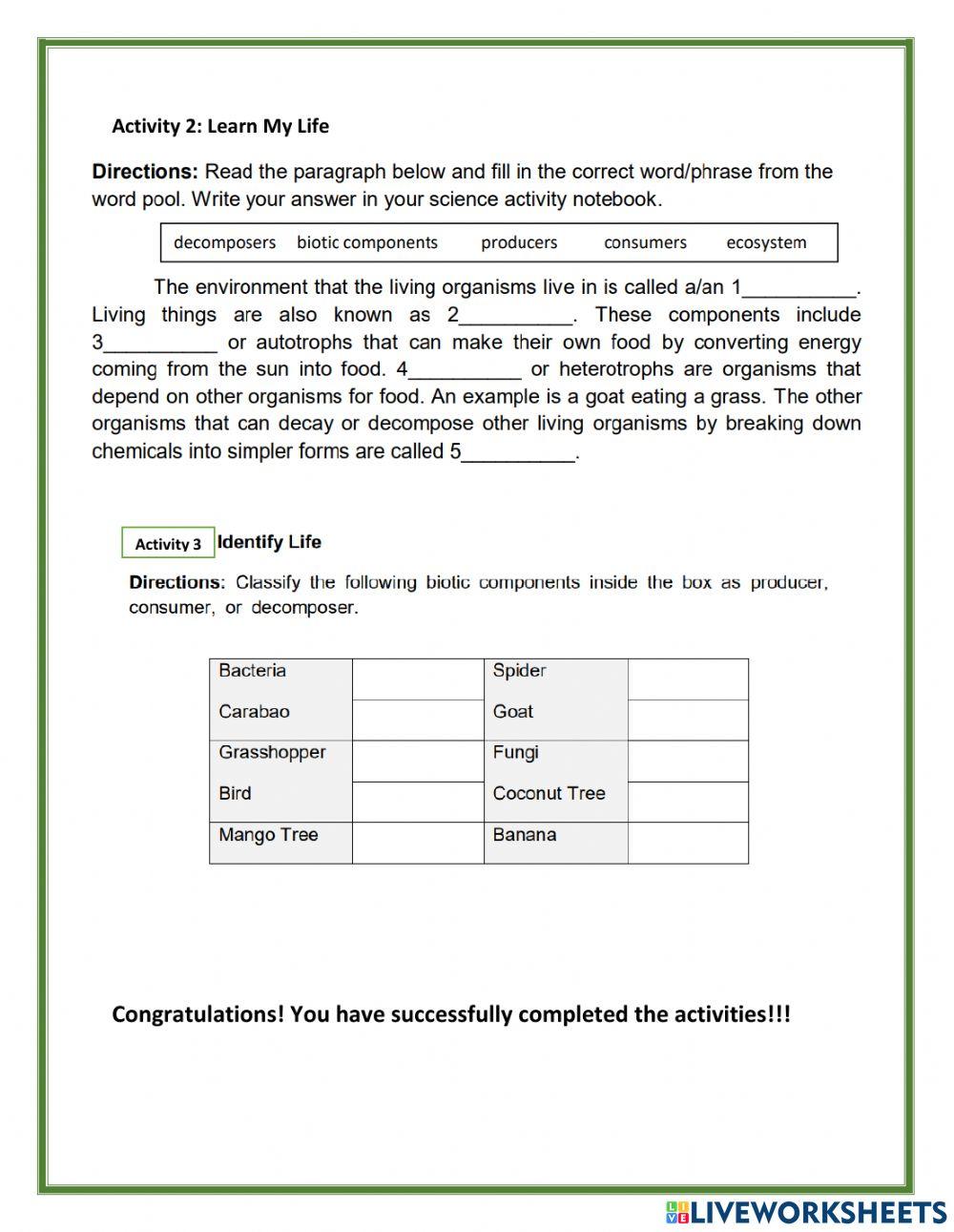 Biotic & Abiotic Components of ecosystem
