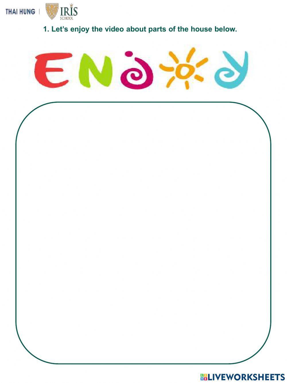 Rainbow-Worksheet about parts of the house