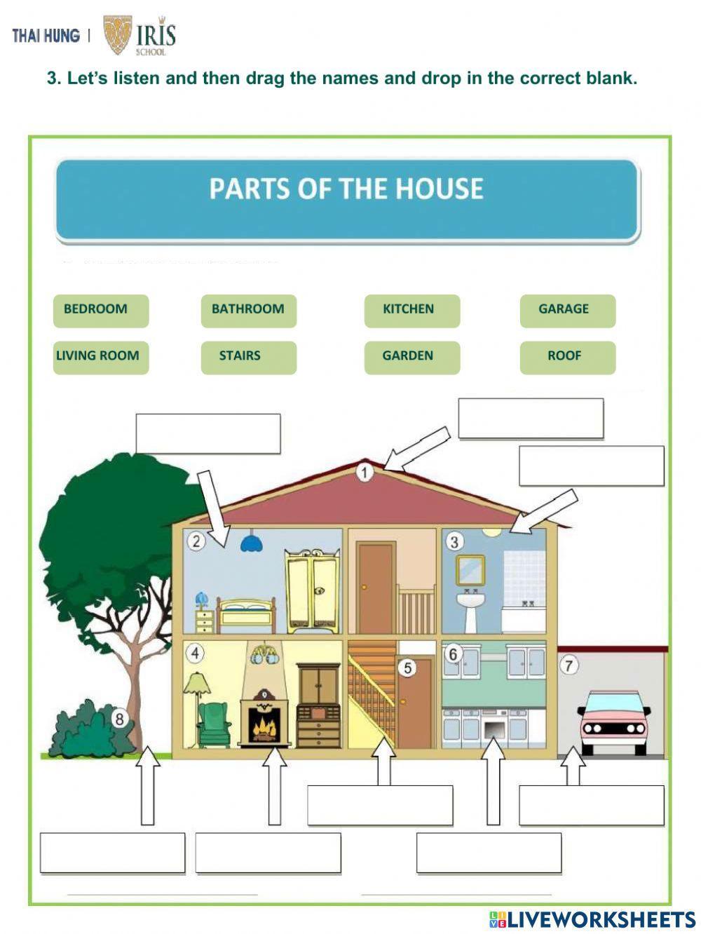 Sunny-Worksheet about parts of the house