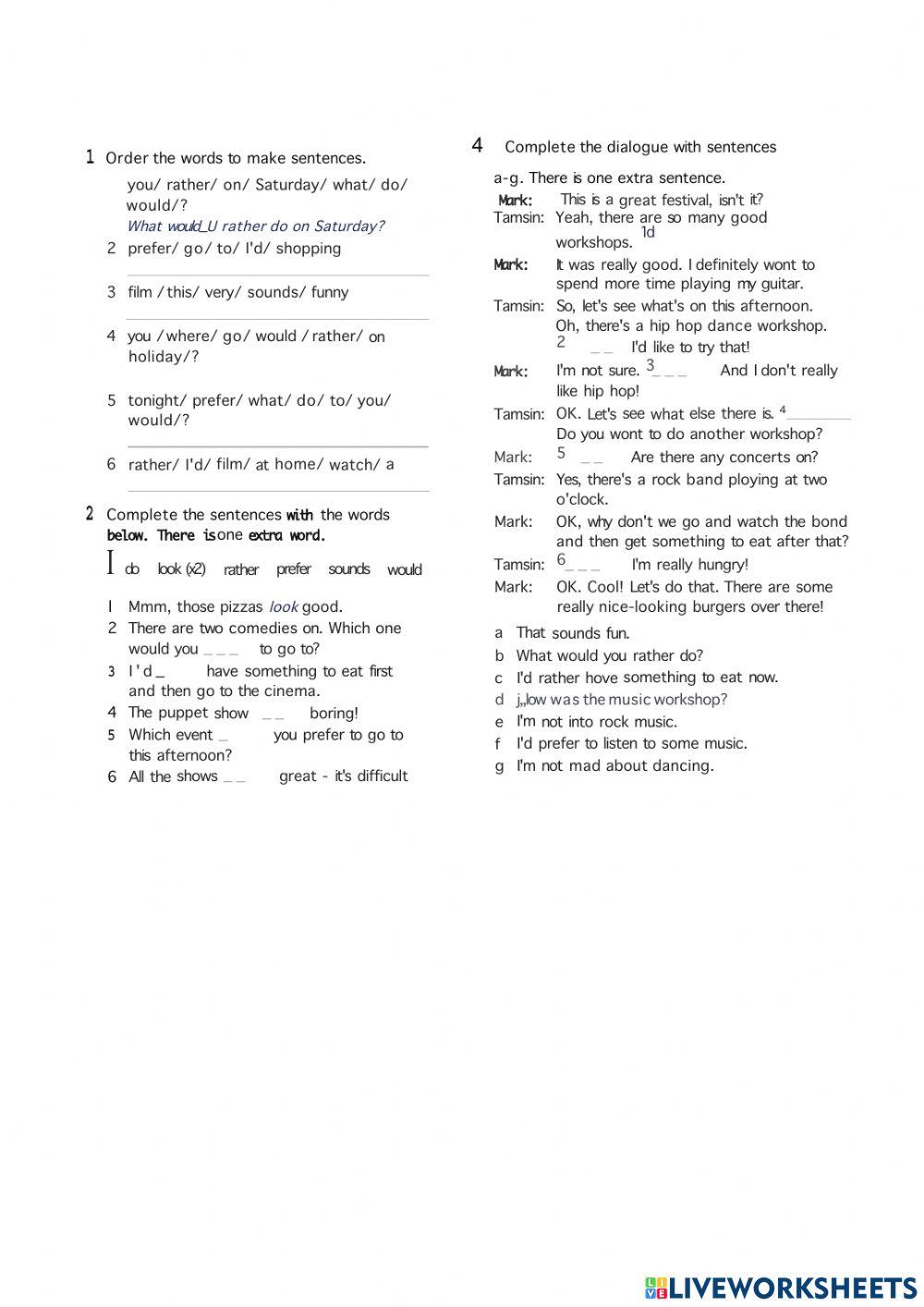 English online exercise for 5 | Live Worksheets