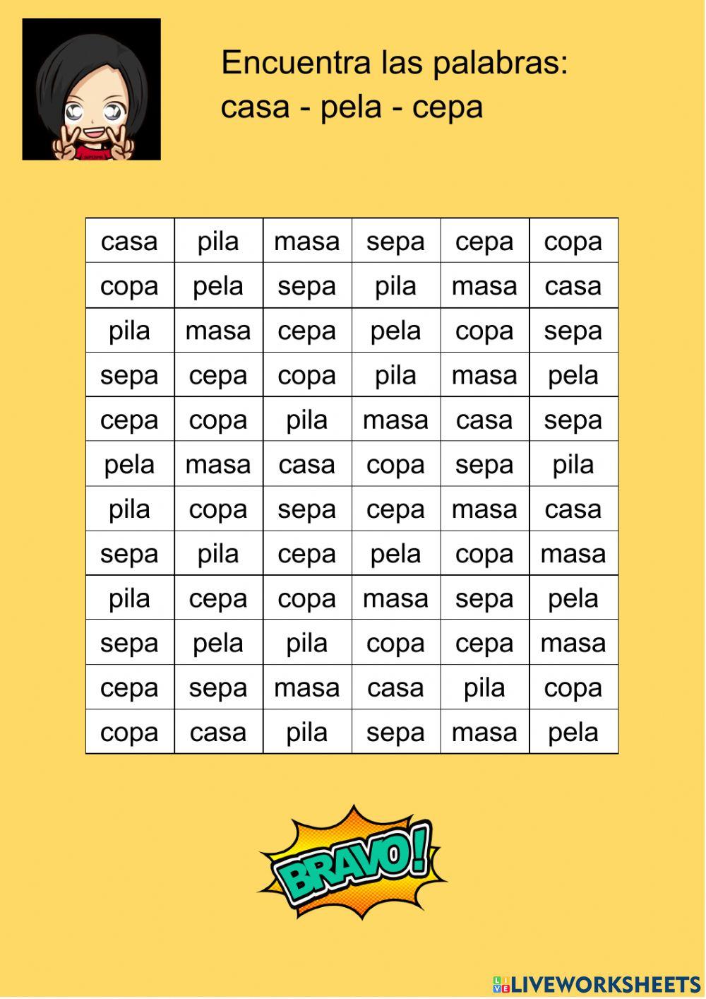 Rastreo de palabras 03