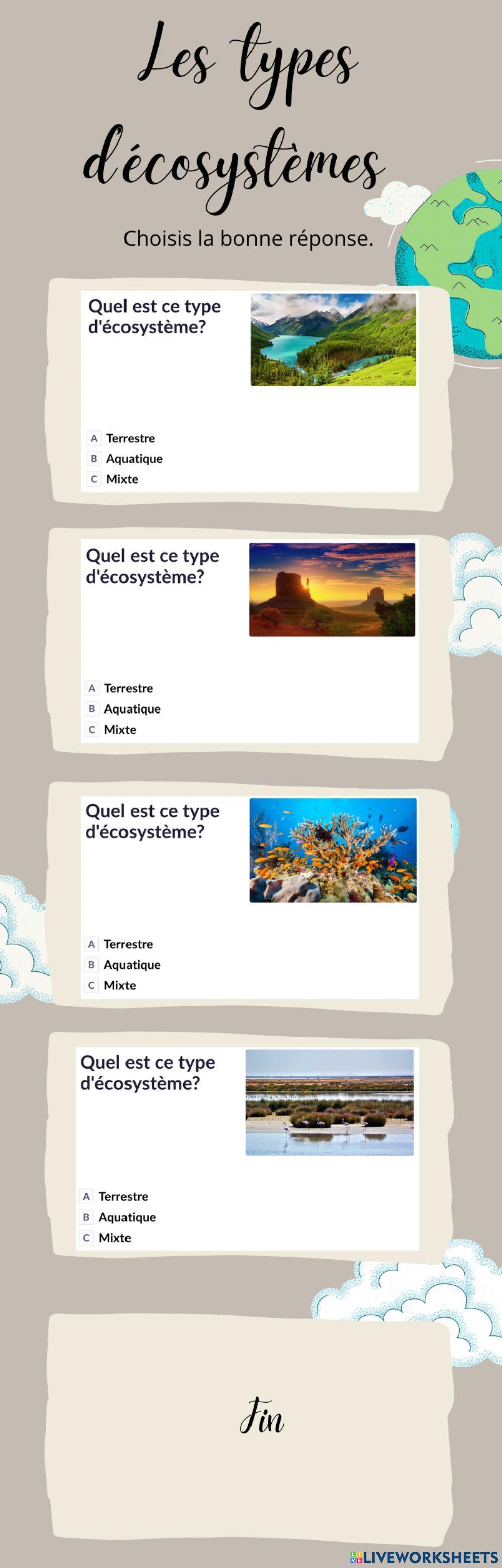 Les types d'écosystèmes