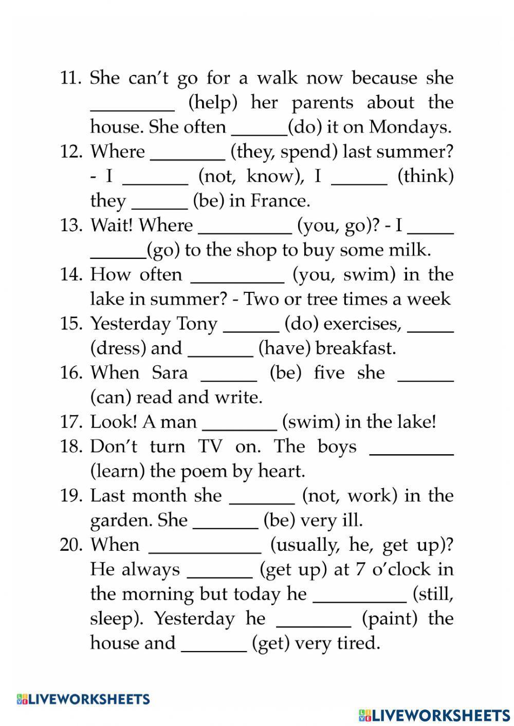 Present Simple, Past Simple, Present Continuous