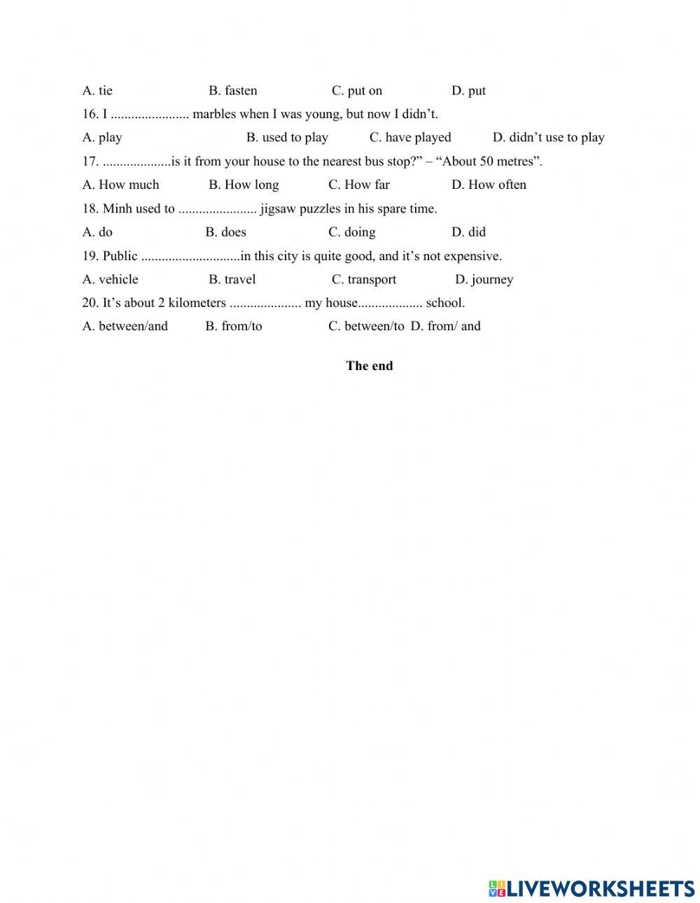 Grammar unit 7 grade 7