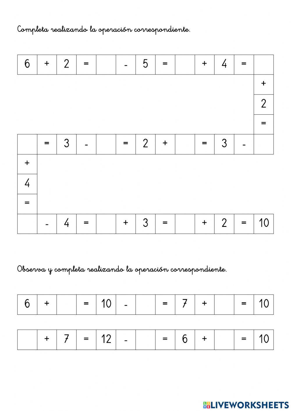 OPERACIONES SUMAS Y RESTAS