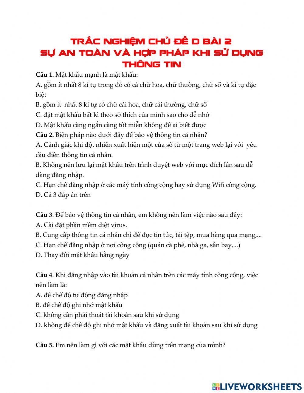 Bài 2 chủ  đề d Tin học 6