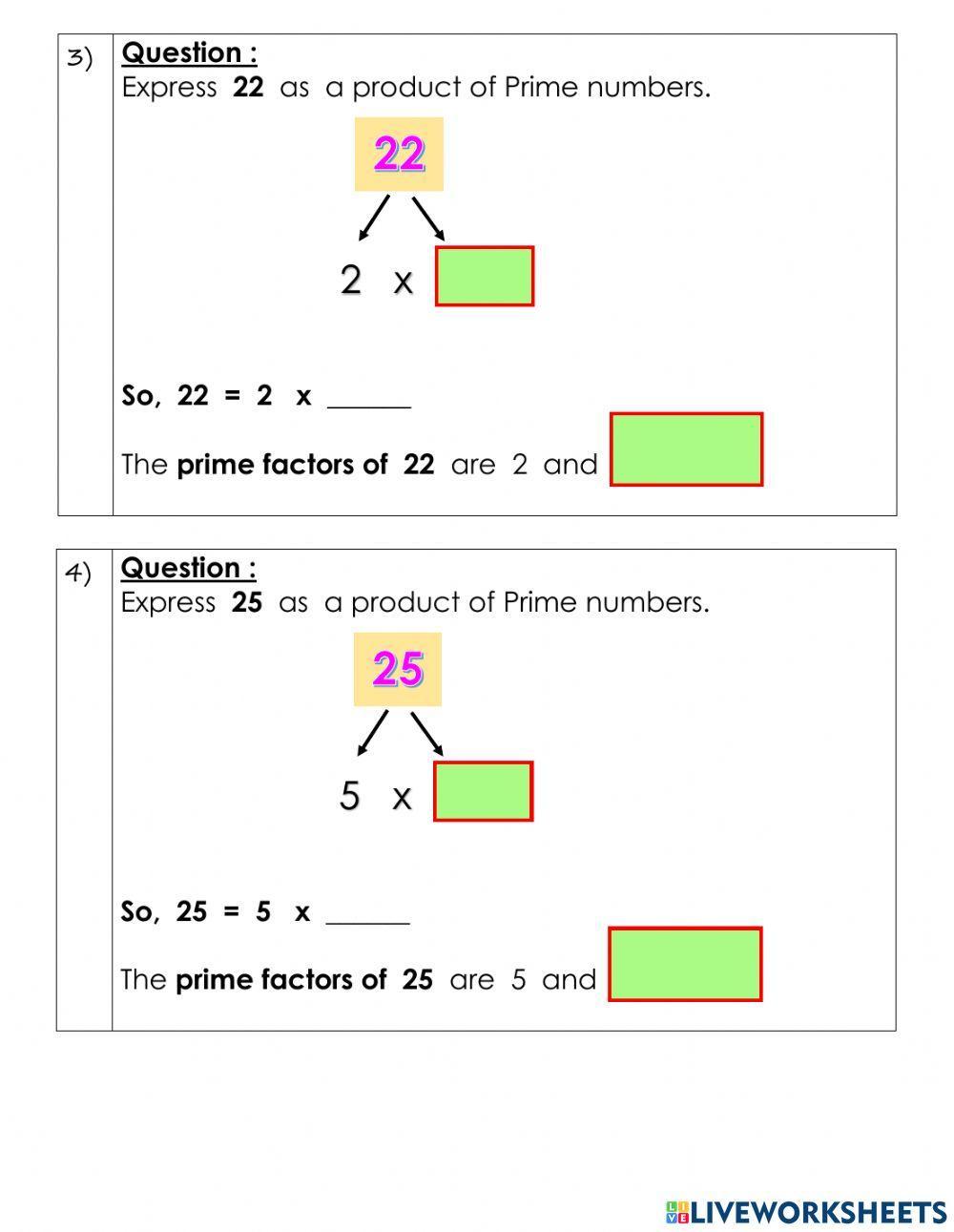 How to factorise composite number using Factor Tree method