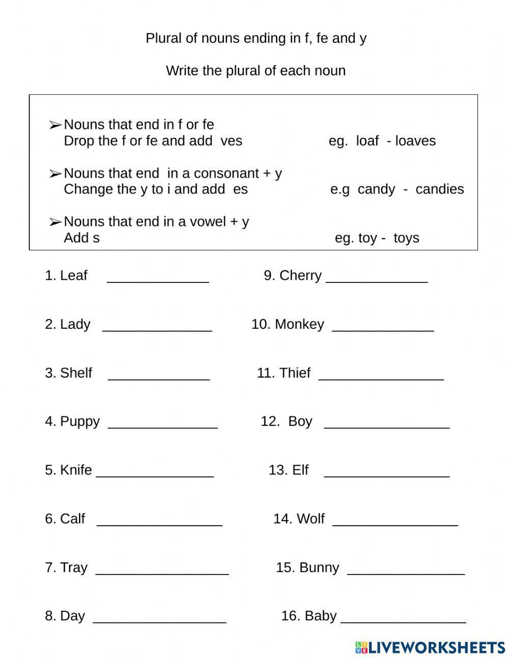 Plural nouns ending