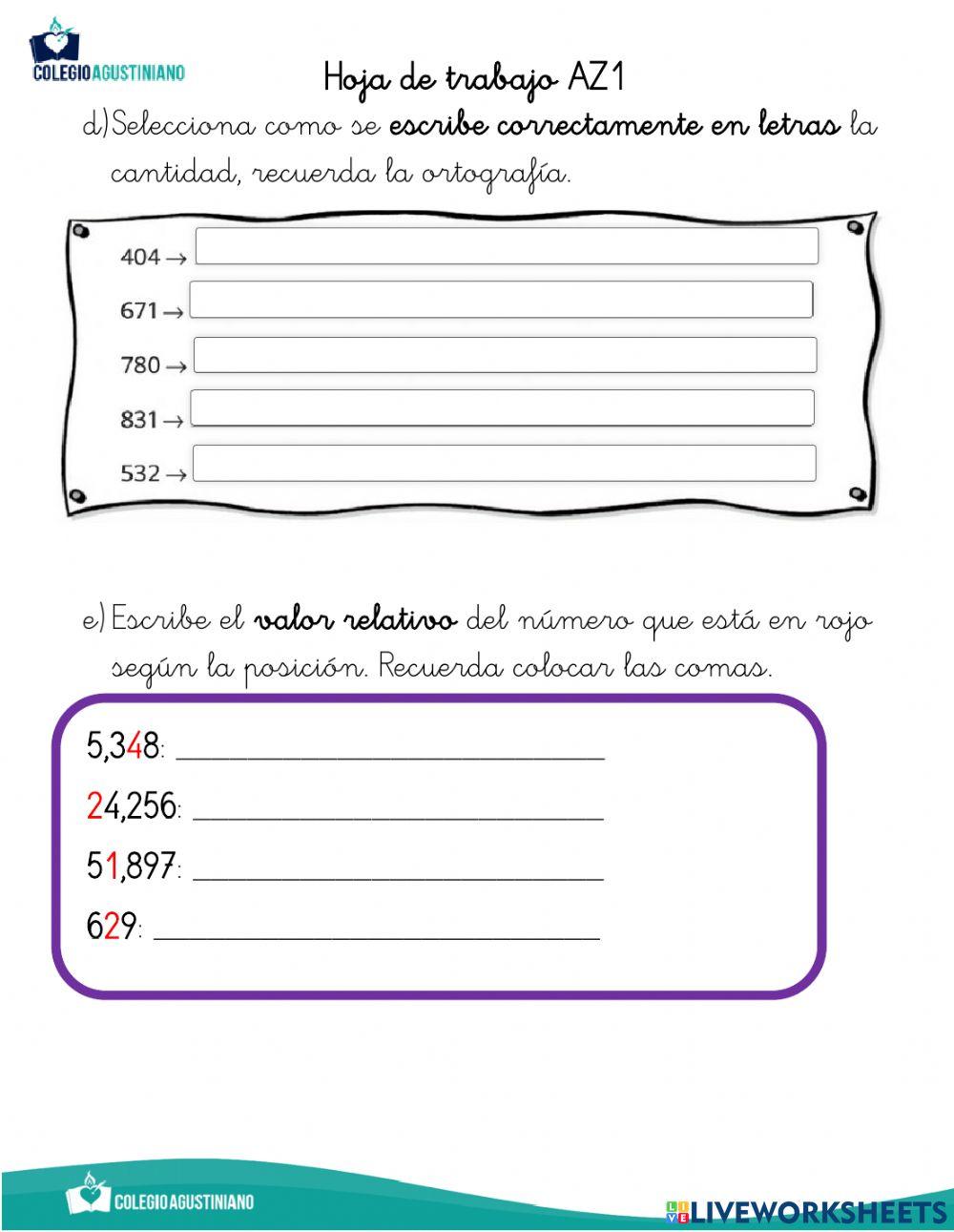 AZ1 Lectura y escritura de números rev.