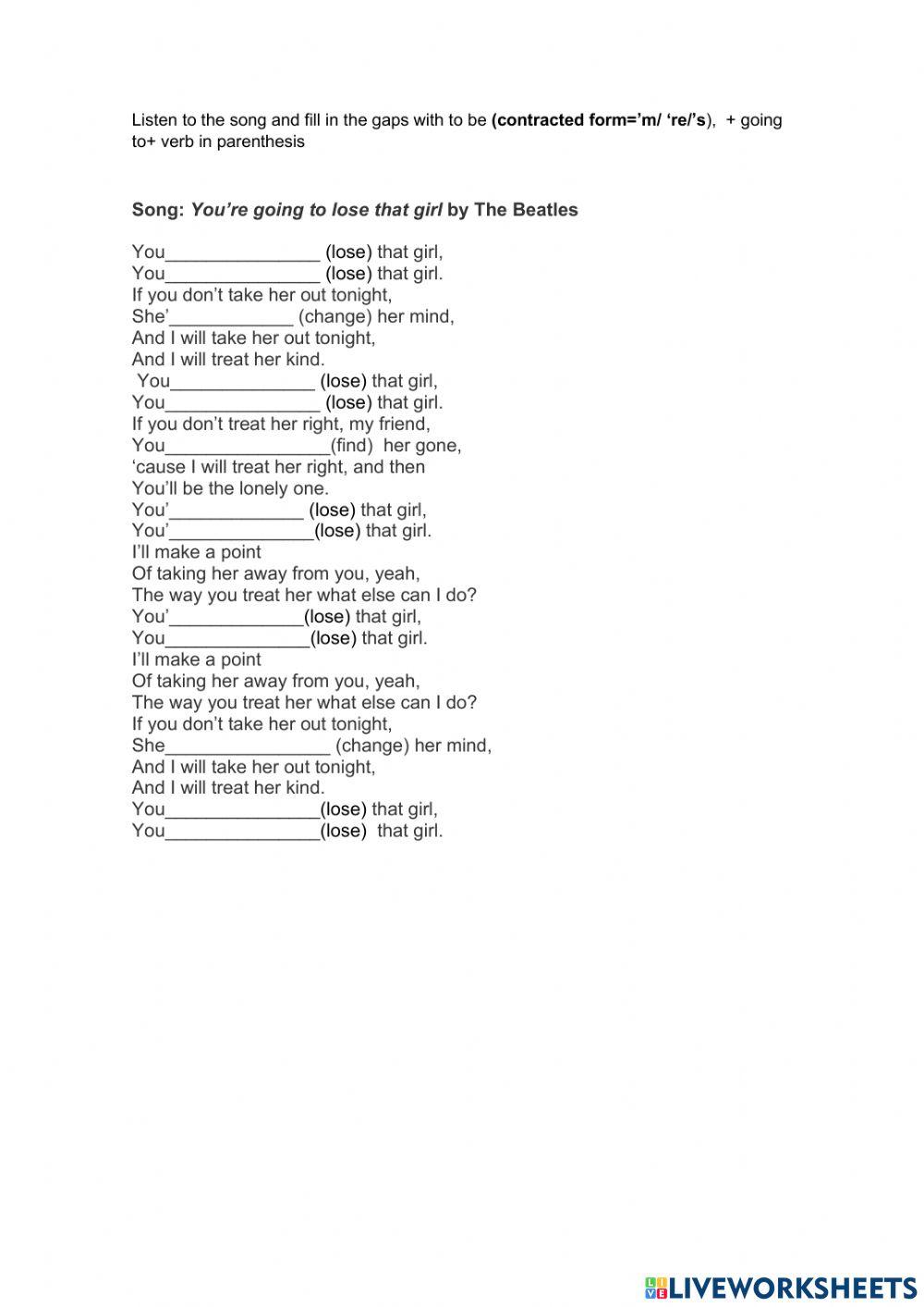 You're going to lose that girl