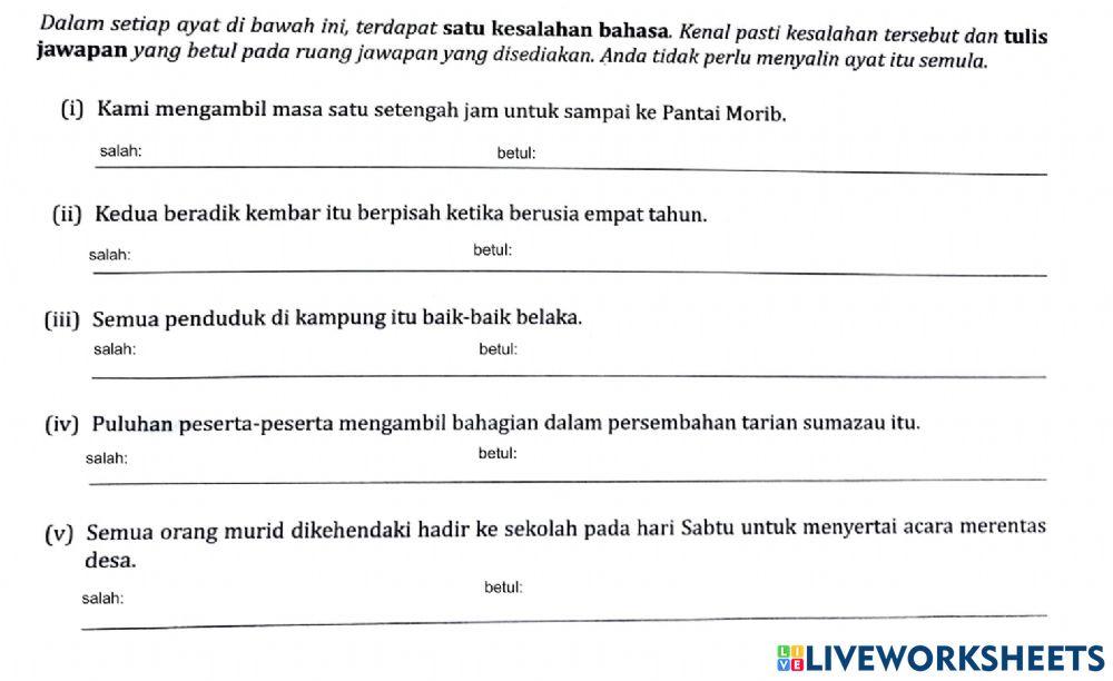 Kesalahan dalam Penggunaan Kata Bilangan