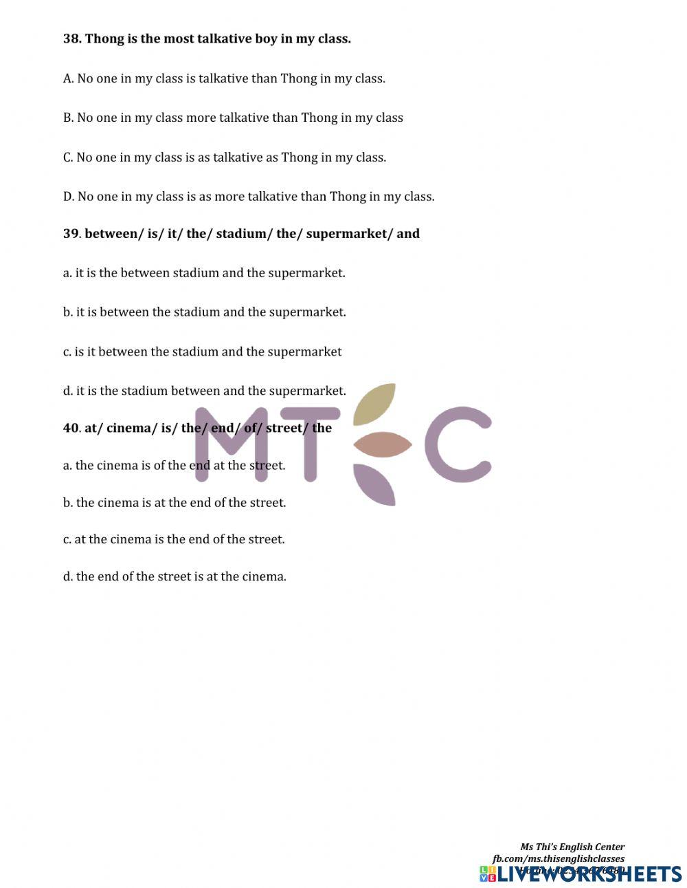 Grammar - practice test no 6