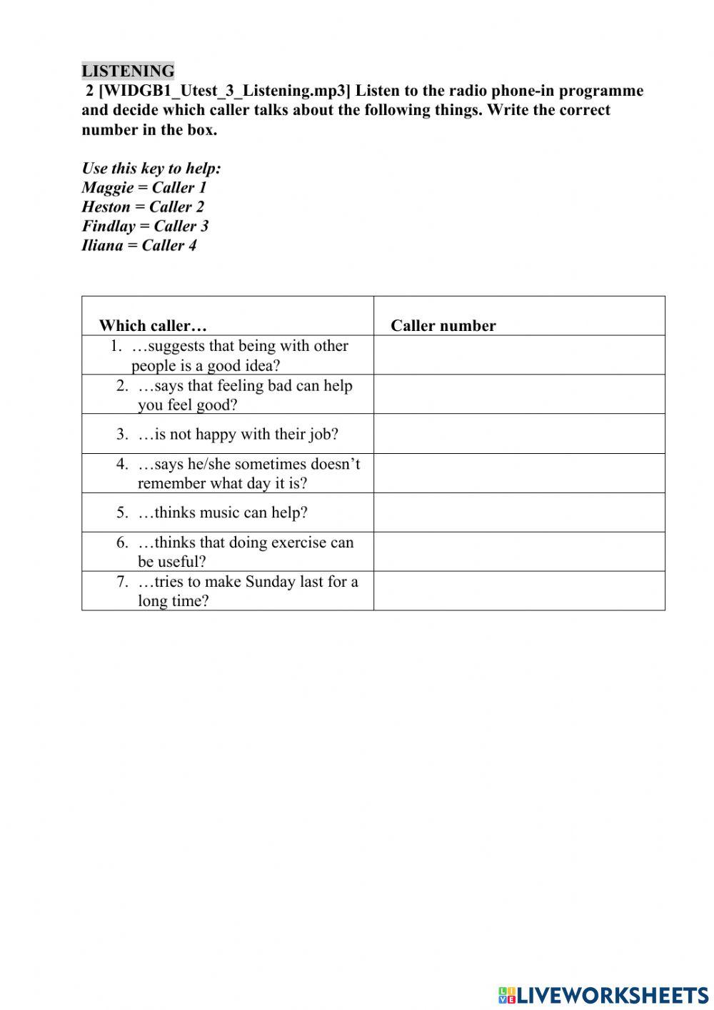 WW1 Unit 3 Language and Skills Test