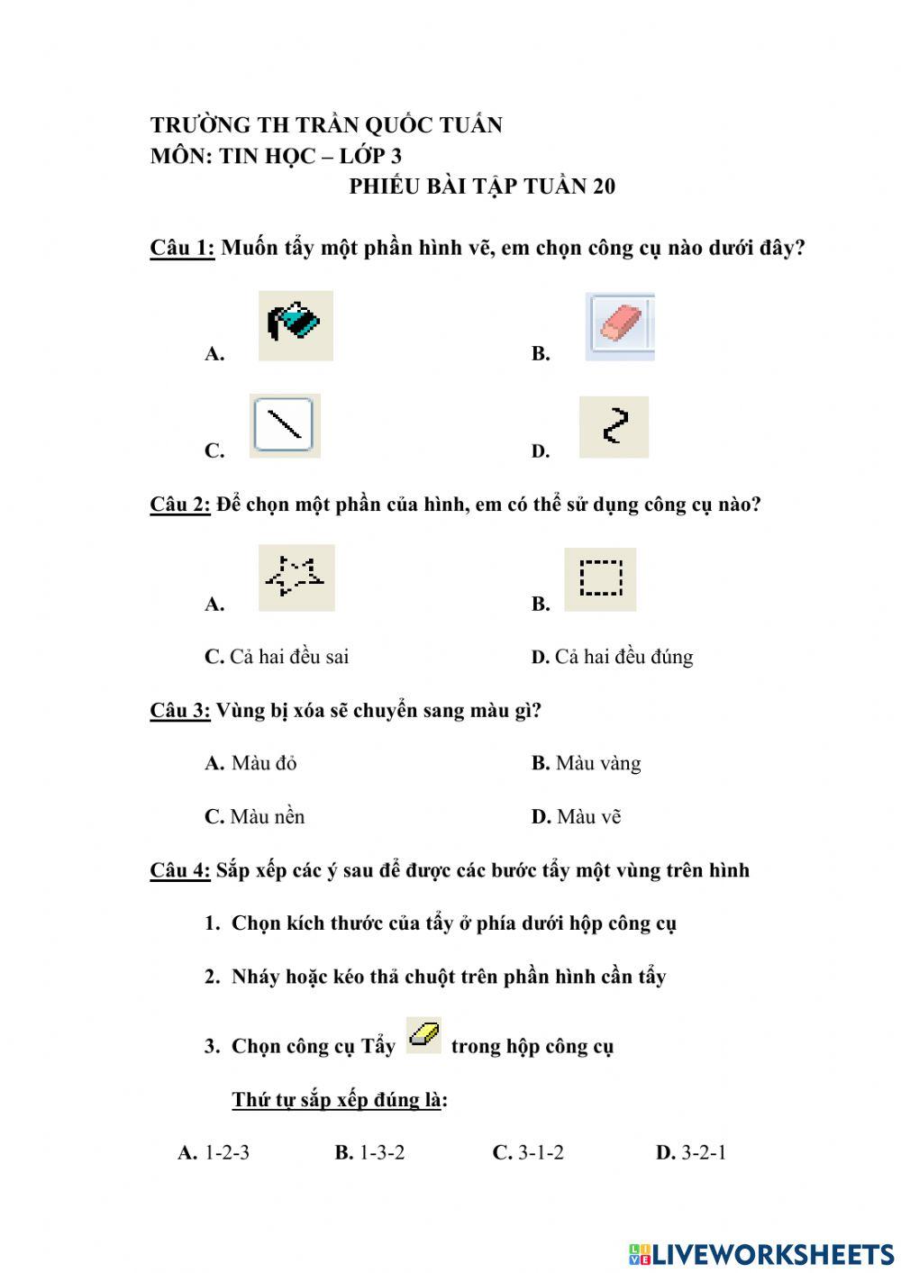 BT tin học lớp 3 - tuần 20