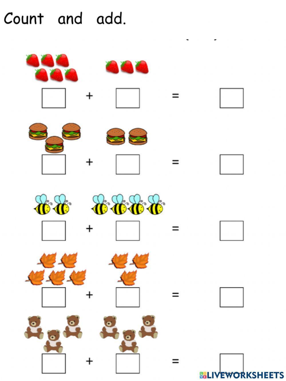 Addition sums | Live Worksheets