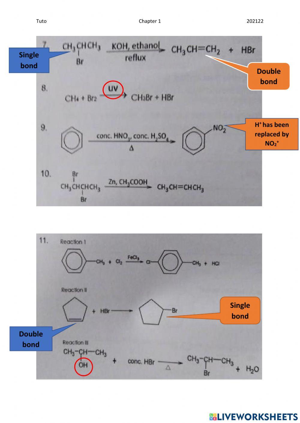 Tuto Types of organic reaction