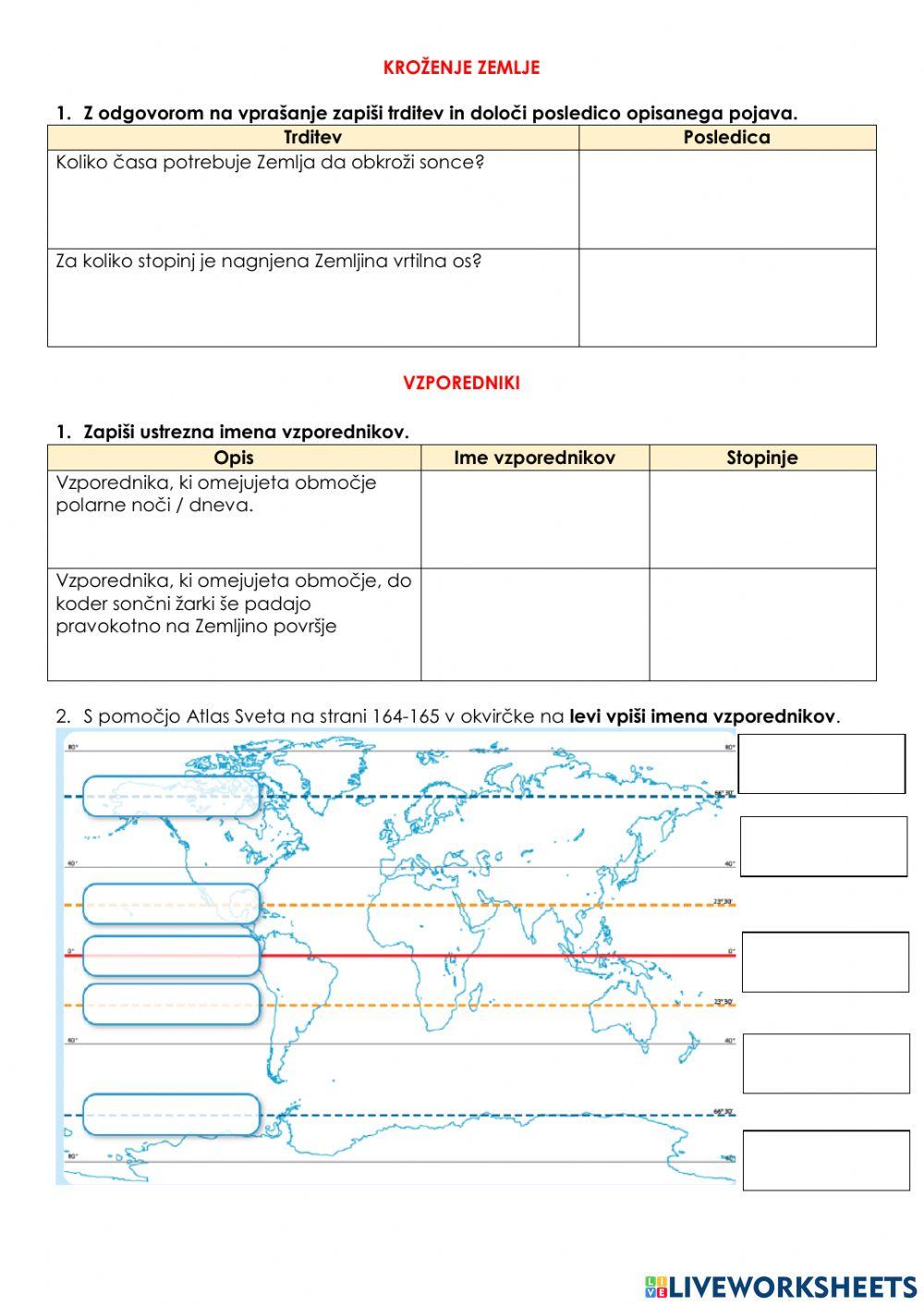 Preverjanje - Gibanje Zemlje