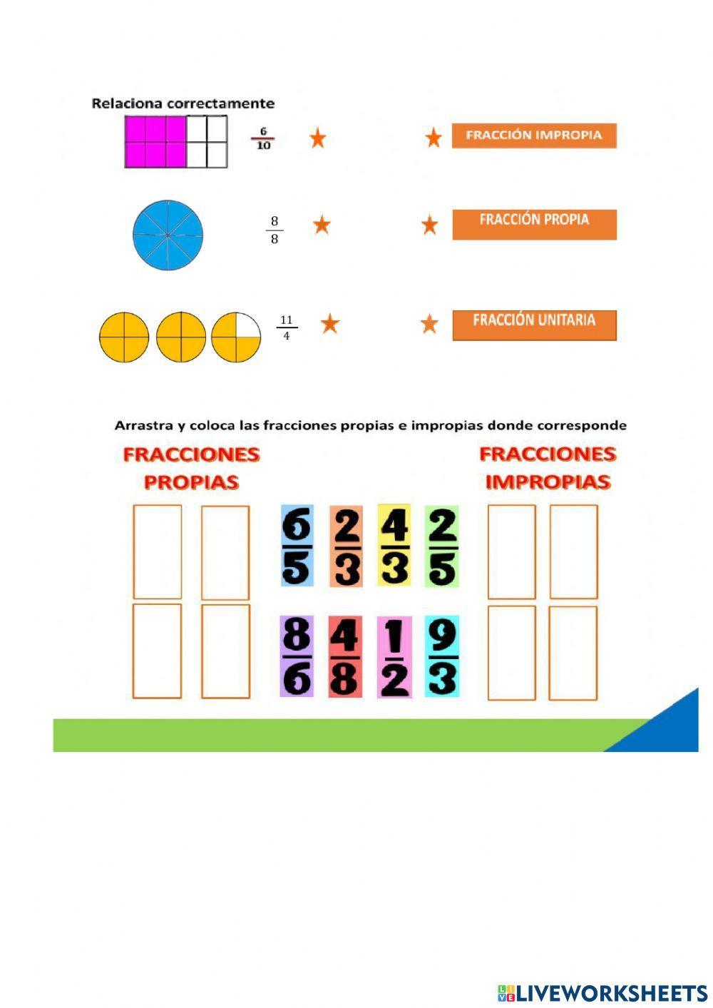 Clasificación de fracciones - tercero