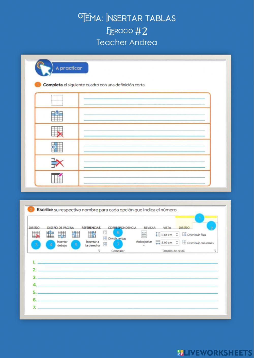 Ejercicio tablas en word 2 worksheet Live Worksheets