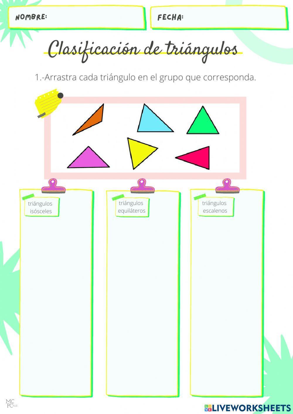 Clasificación de triángulos 2º Ed. Primaria
