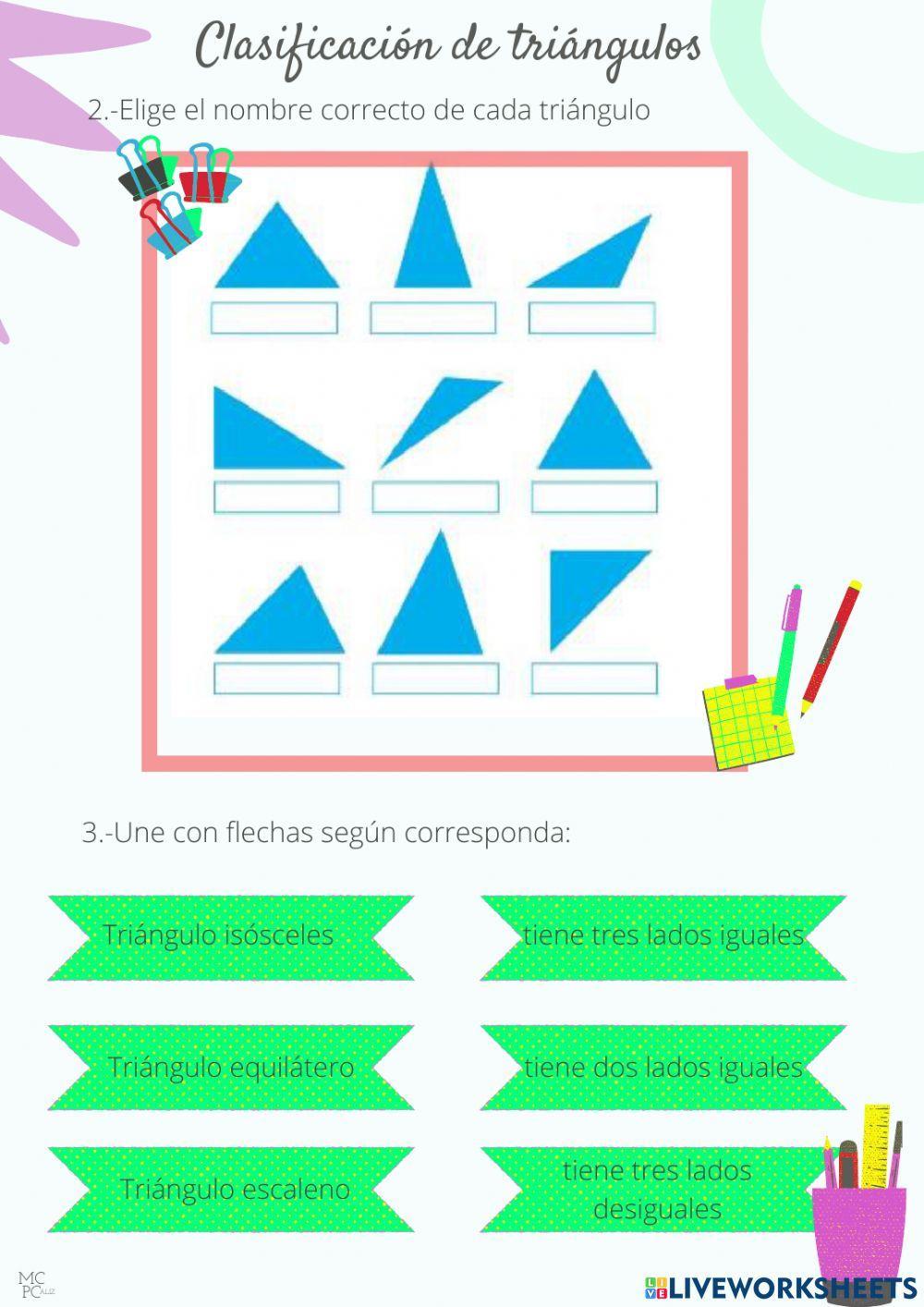 Clasificación de triángulos 2º Ed. Primaria