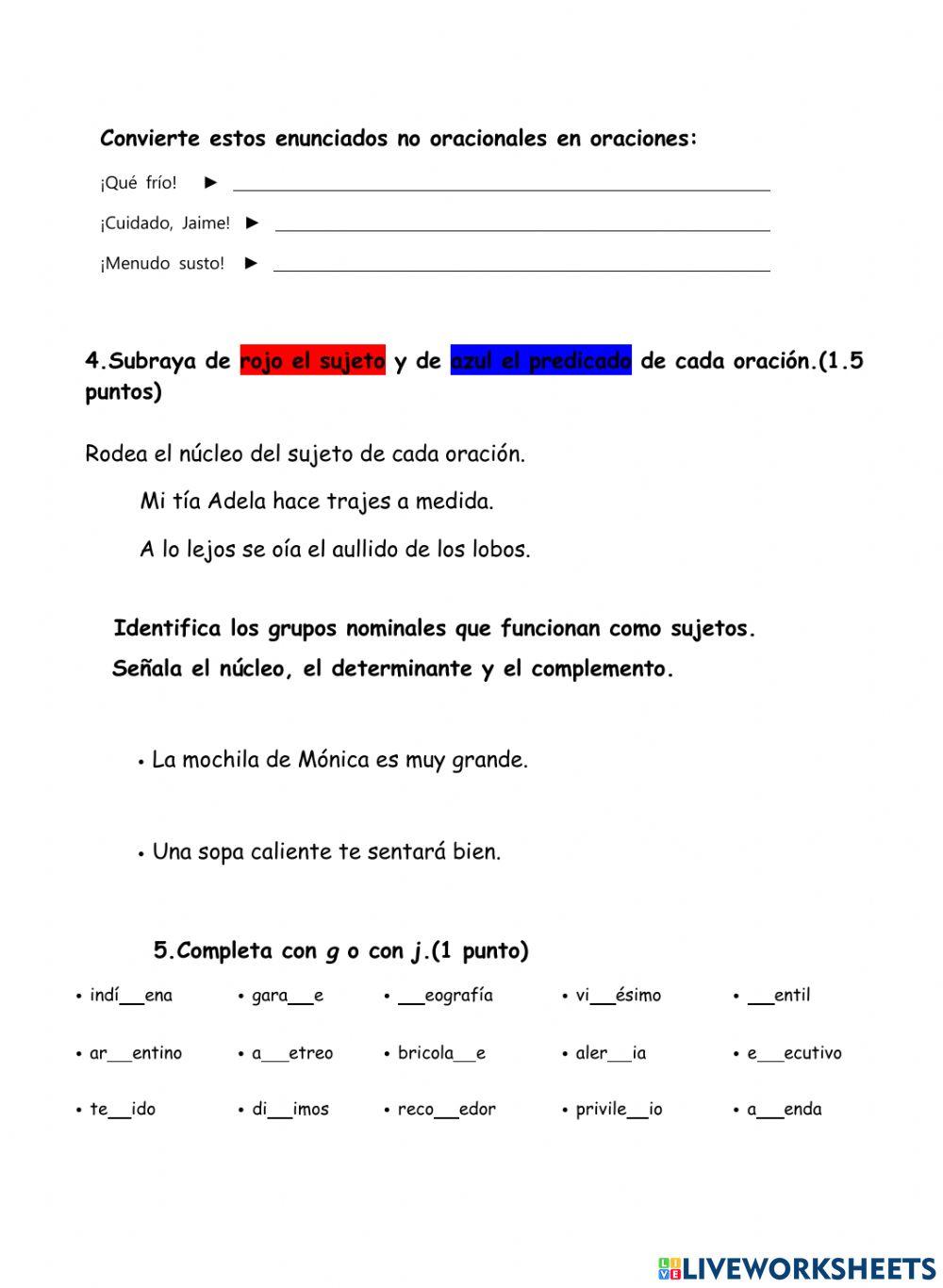 Control tema 5 lengua