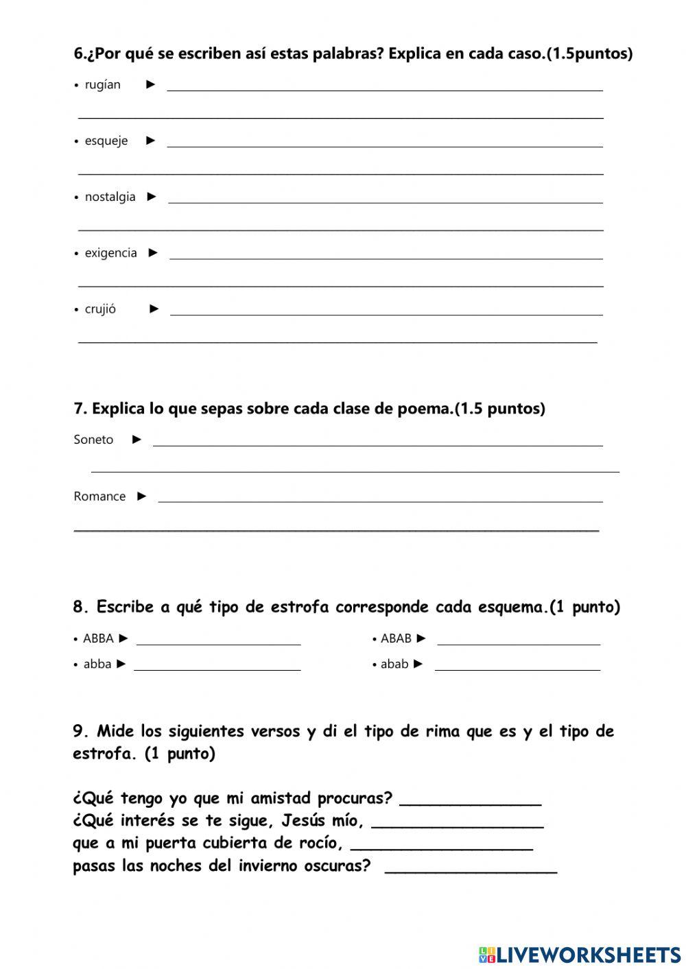 Control tema 5 lengua