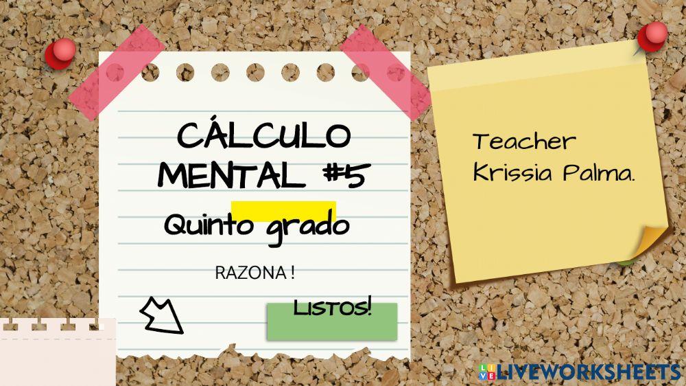 Cálculo mental -5 QUINTO GRADO