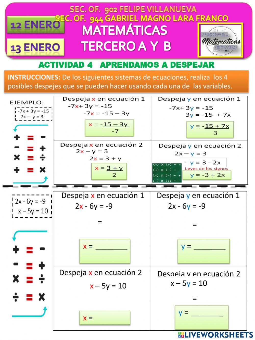 Aprendamos a despejar