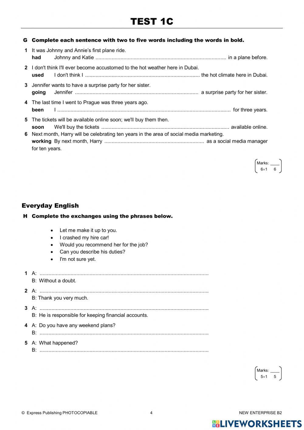 Test 1C (Units 1-3) New B2 Enterprise