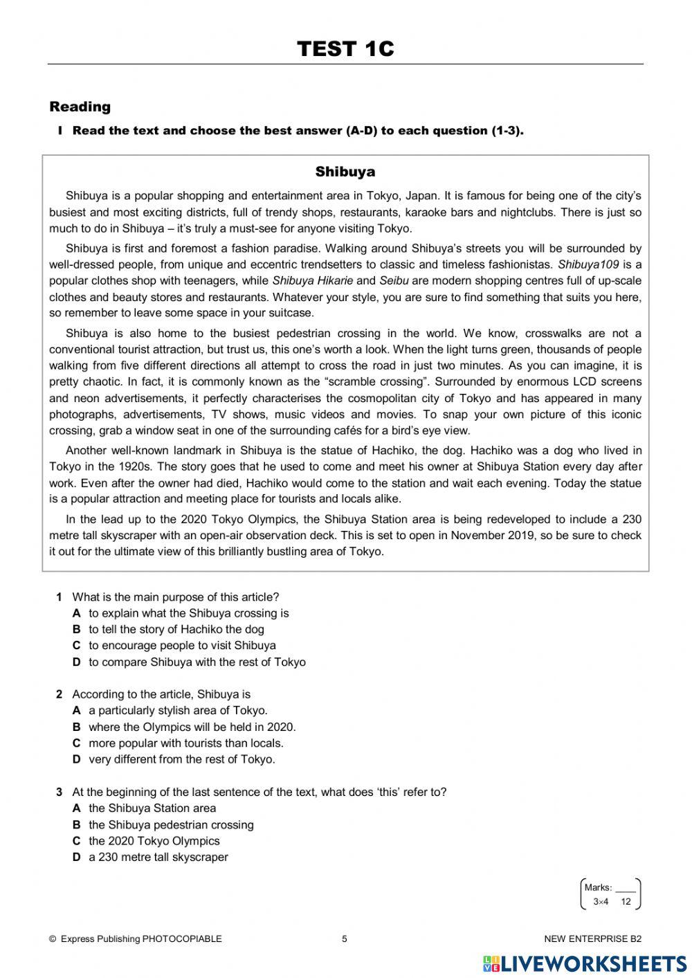 Test 1C (Units 1-3) New B2 Enterprise