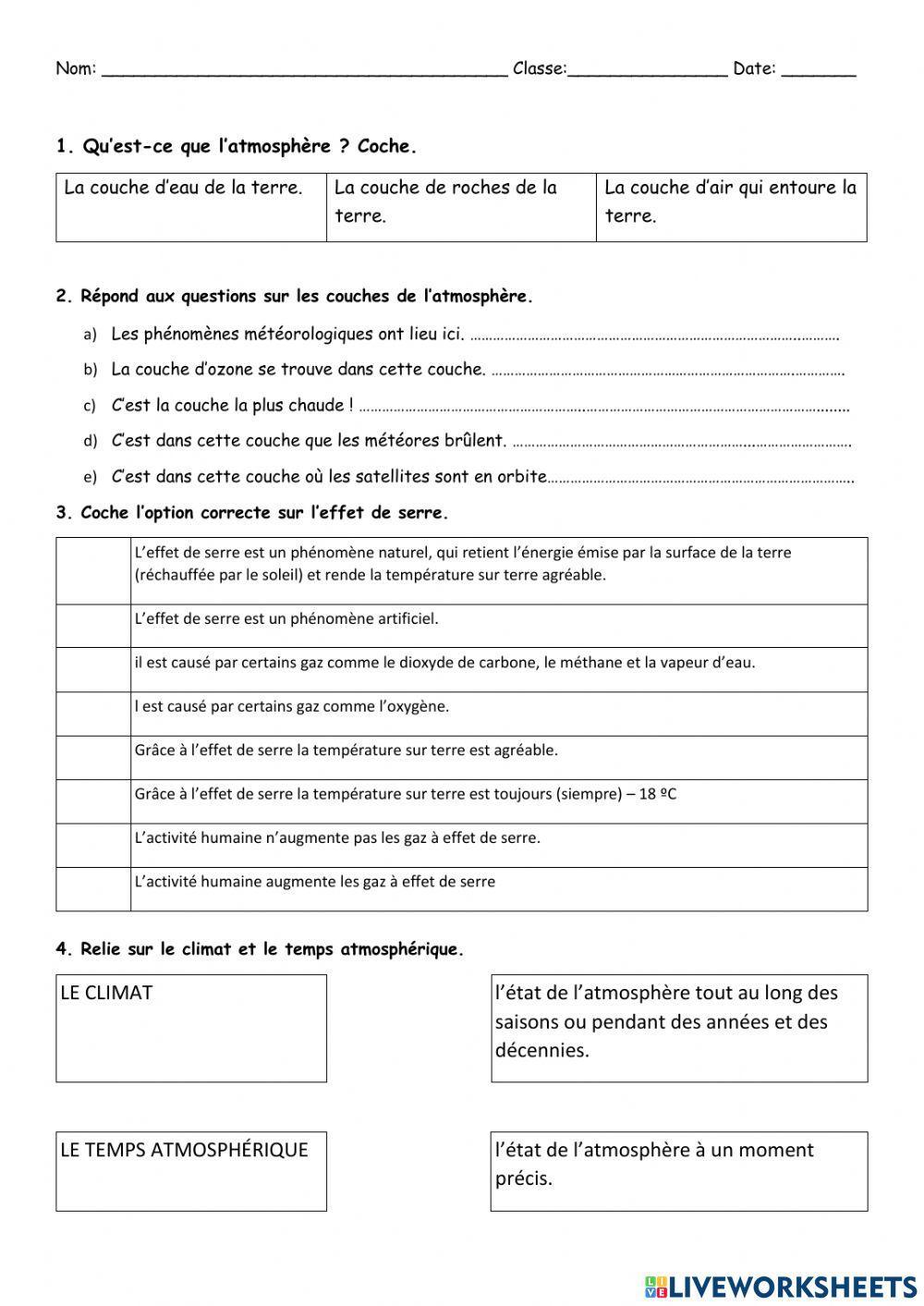 Le climat et le temps atmosphérique