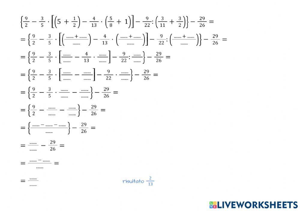1) espressioni frazioni 4 operazioni