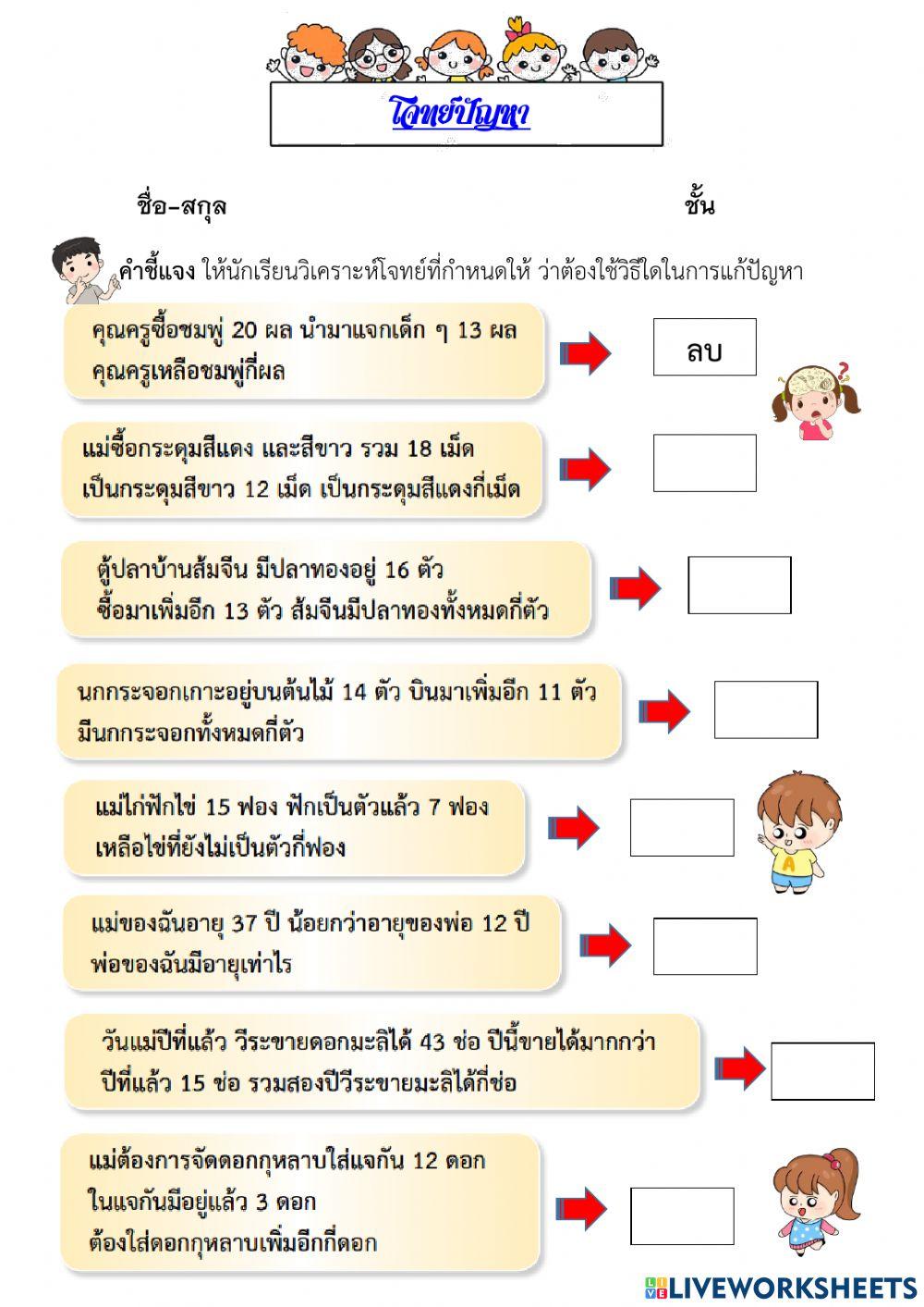 การวิเคราะห์โจทย์ปัญหา1