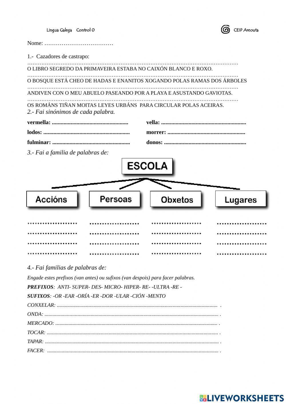 Lingua galega free online exercise | Live Worksheets