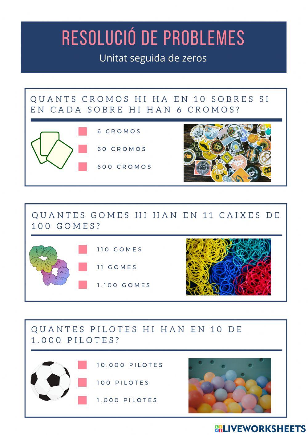 Problemes (unitat seguida de zeros)