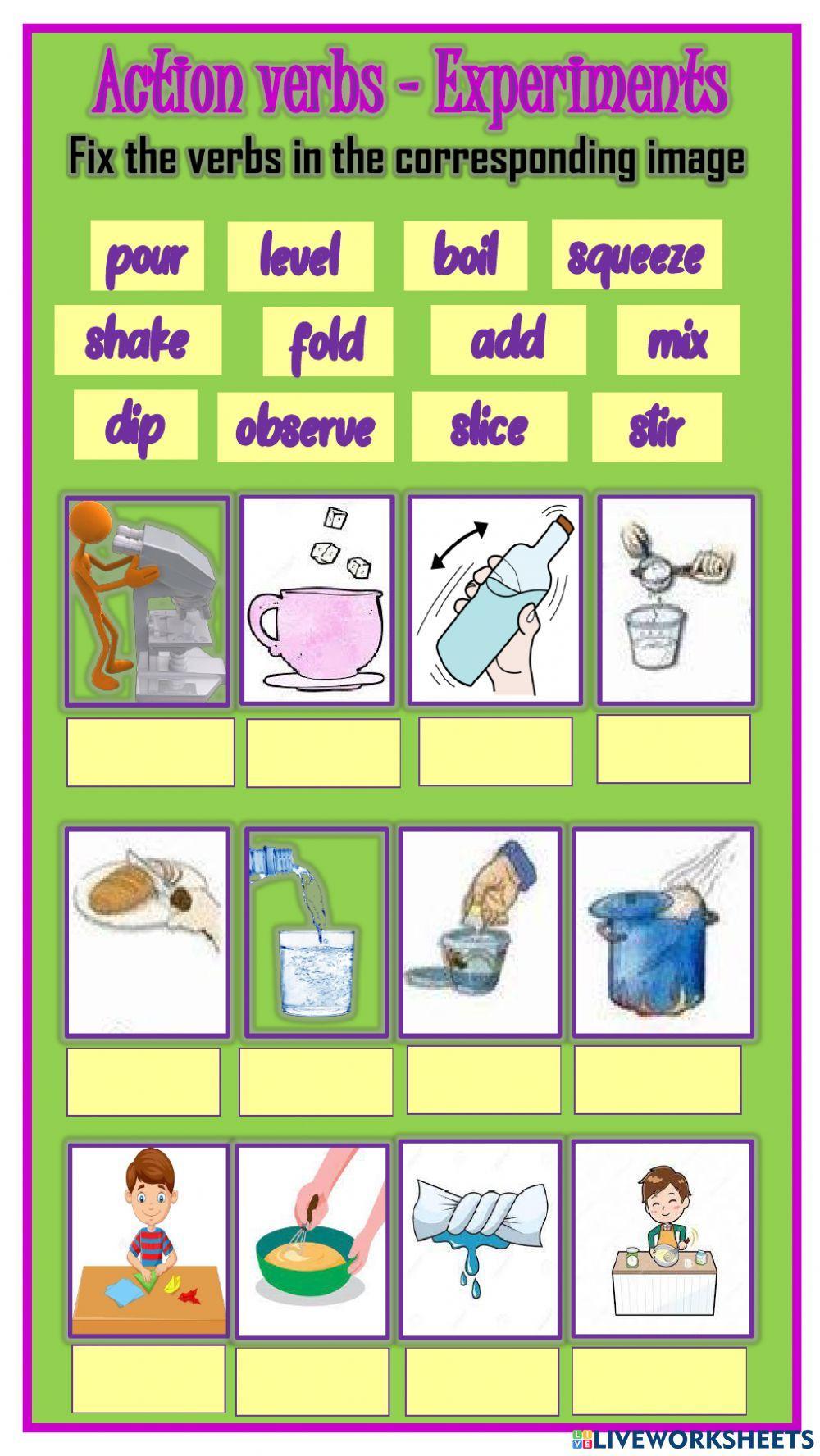 Action verbs : Experiments