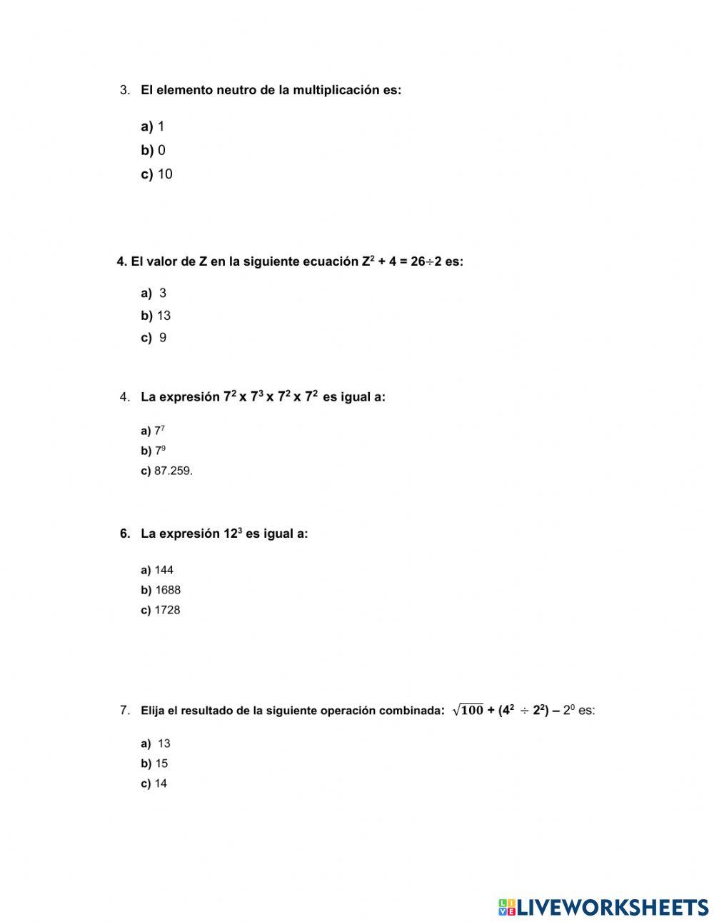 Examen I quimestral 7mo