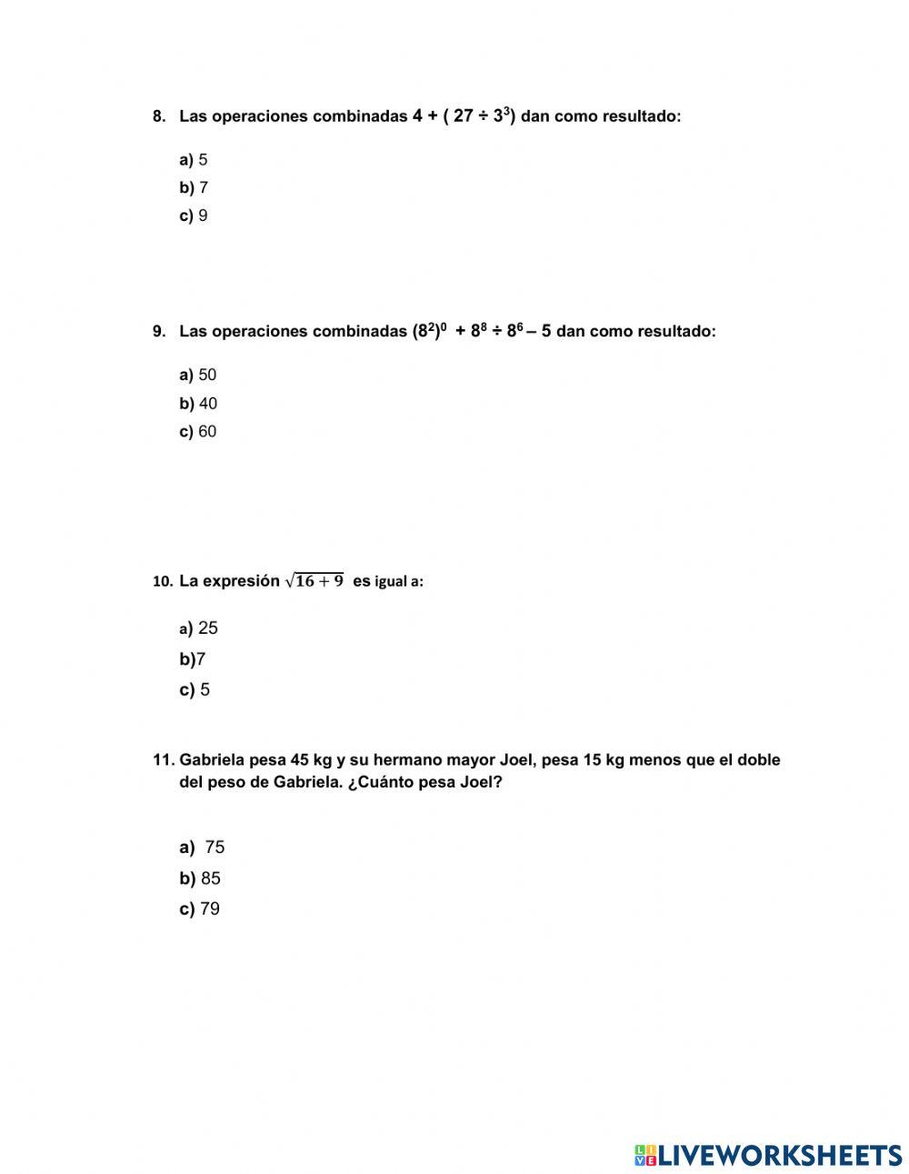 Examen I quimestral 7mo