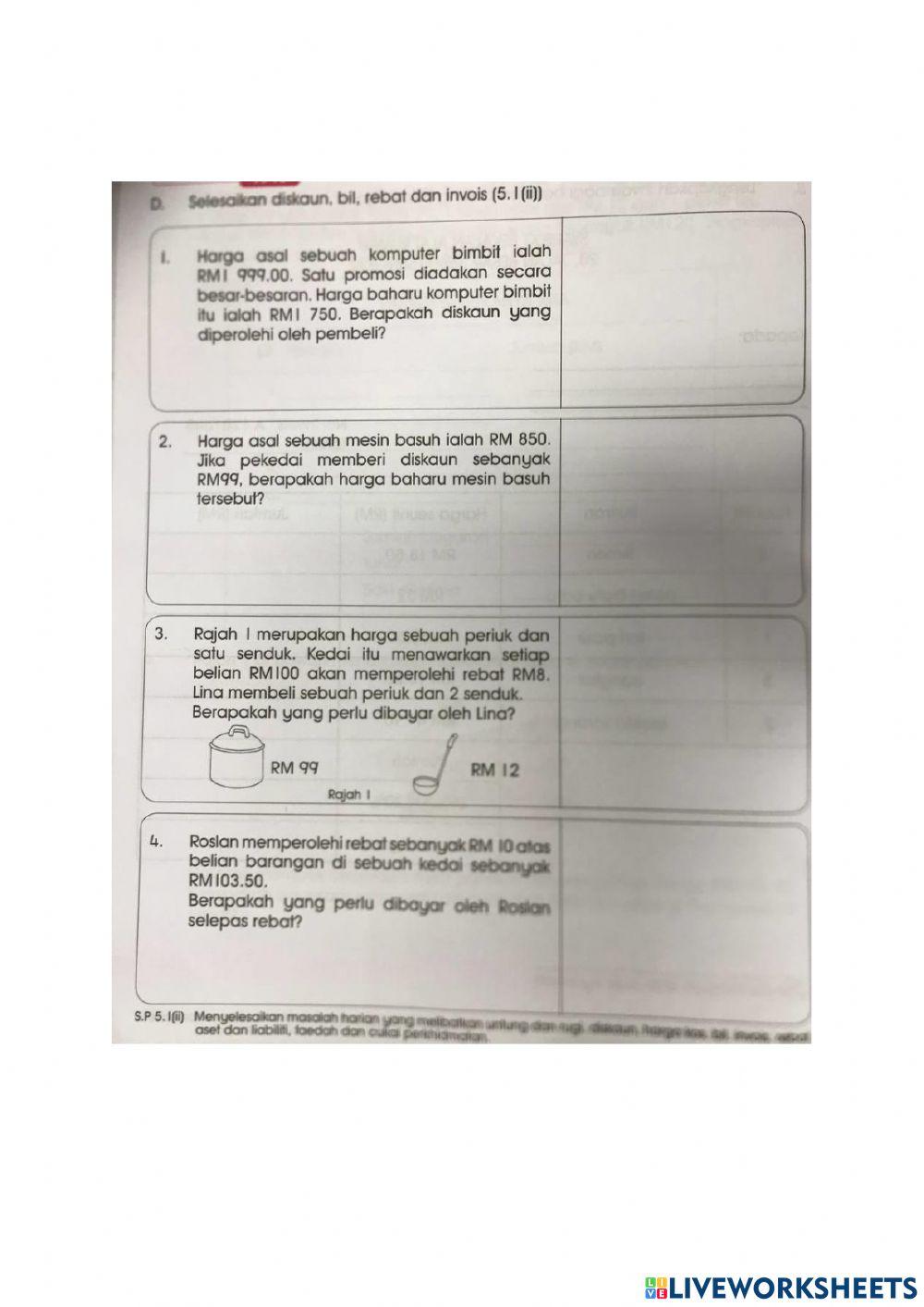 Penyelesaian masalah wang tahun 6